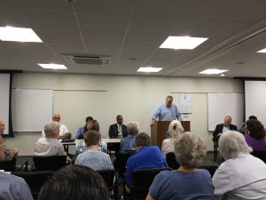 Joshua B. Hoe speaking at a Friends of Restorative Justice event in Ann Arbor, Michigan on September 20, 2018