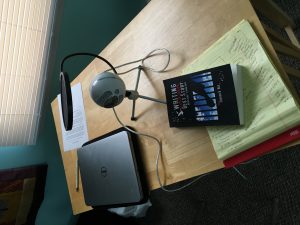 The original podcasting set up for Episode One of the Decarceration Nation podcast