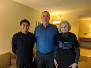 a picture of Joshua Hoe with Judith Greene and Oliver Marino after their podcast episode