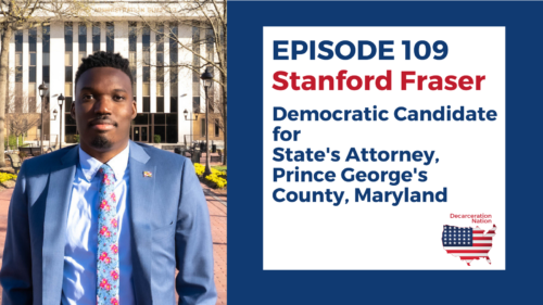 a picture of Stanford Fraser, running for State's Attorney in St. George's County Maryland. Josh's guest on episode 109 of the Decarceration Nation Podcast